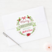 Kerst krans Stickers met Poinsettia (Envelop)