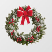 Kerst Krans Venster Sticker - Berries & Bow (Vel)