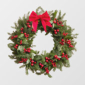 Kerst Krans Venster Sticker - Berries & Bow (Vel)