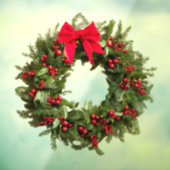 Kerst Krans Venster Sticker - Berries & Bow (Vel 3)