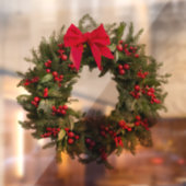 Kerst Krans Venster Sticker - Berries & Bow (Vel 2)