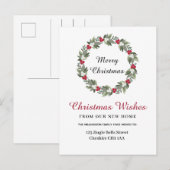 Kerst Krans Verandering van Adres Aankondigingskaart (Voorkant / Achterkant)