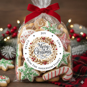 Kerst krans vrede vreugde liefde ronde sticker