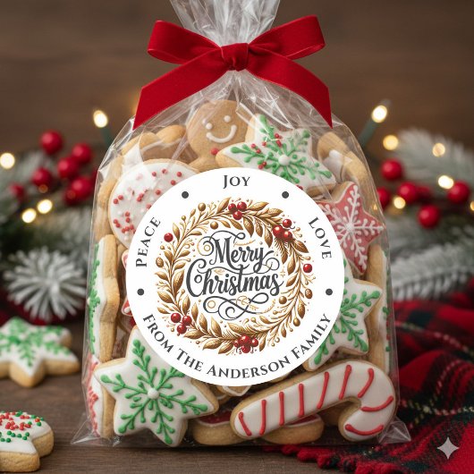 Kerst krans vrede vreugde liefde ronde sticker