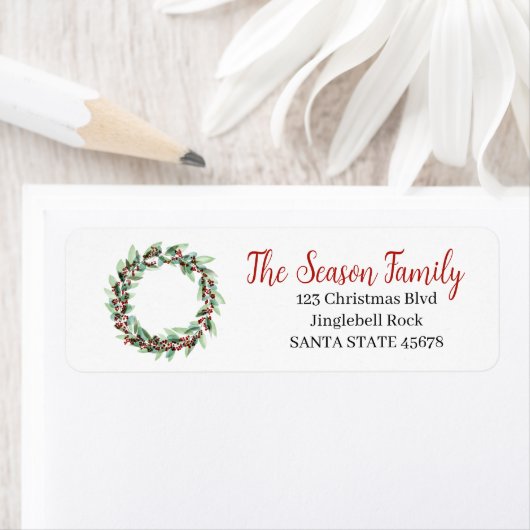 Kerst krans waterverf etiket (Insitu)
