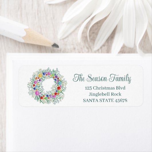 Kerst krans waterverf etiket (Insitu)