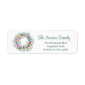 Kerst krans waterverf etiket (Voorkant)