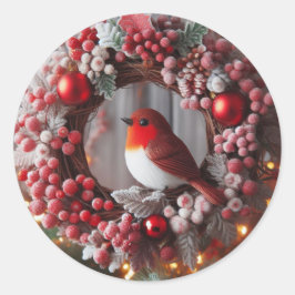 Kerst krans Wenskaart Verfraaiing Ronde Sticker