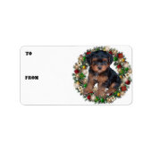 Kerst krans Yorkshire Terrier cadeau labels (Voorkant)