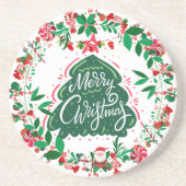 Kerst krans zandsteen Onderzetter (Voorkant)