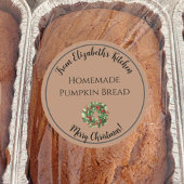 Kerst Krans Zelfgemaakte Food Gift Bruin Ronde Sticker