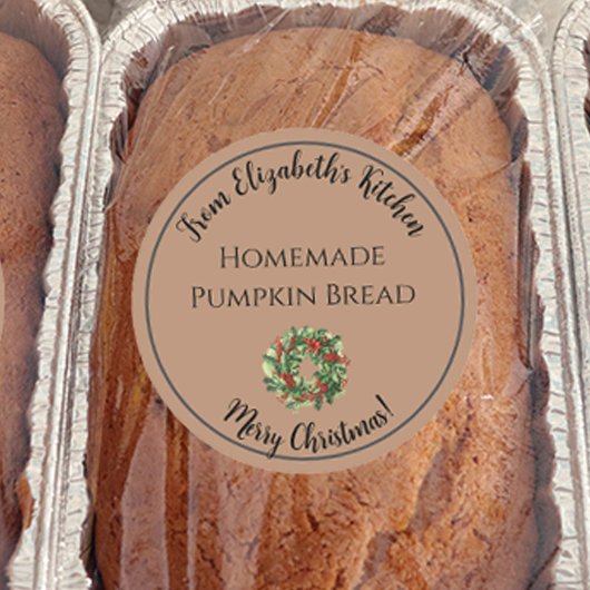 Kerst Krans Zelfgemaakte Food Gift Bruin Ronde Sticker