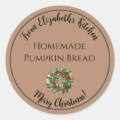 Kerst Krans Zelfgemaakte Food Gift Bruin Ronde Sticker (Voorkant)