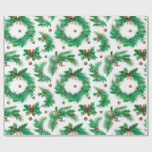 Kerst Kransen Beuken Moderne Kerstmis Cadeaupapier (Vlak)