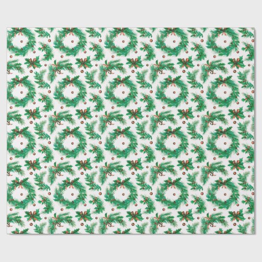 Kerst Kransen Beuken Moderne Kerstmis Cadeaupapier (Vlak)