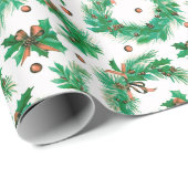 Kerst Kransen Beuken Moderne Kerstmis Cadeaupapier (Rol Hoek)