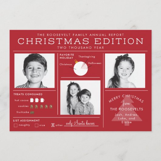 Kerst Krant Infographic Grappige Kerstmis Feestdagenkaart (Voorkant)