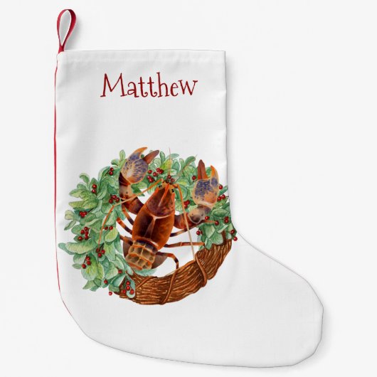 Kerst Kreeft Schaaldier Monogram Kleine Kerstsok (Voorkant)