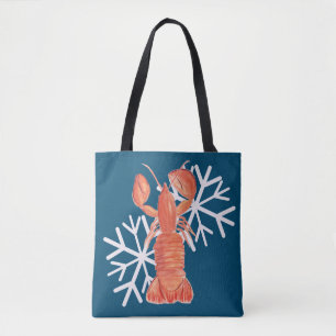 Kerst Kreeftachtige Waterverf Sneeuwvlok Tote Bag
