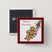 Kerst Krentenbrood Knop Vierkante Button 5,1 Cm (Voorkant /achterkant)
