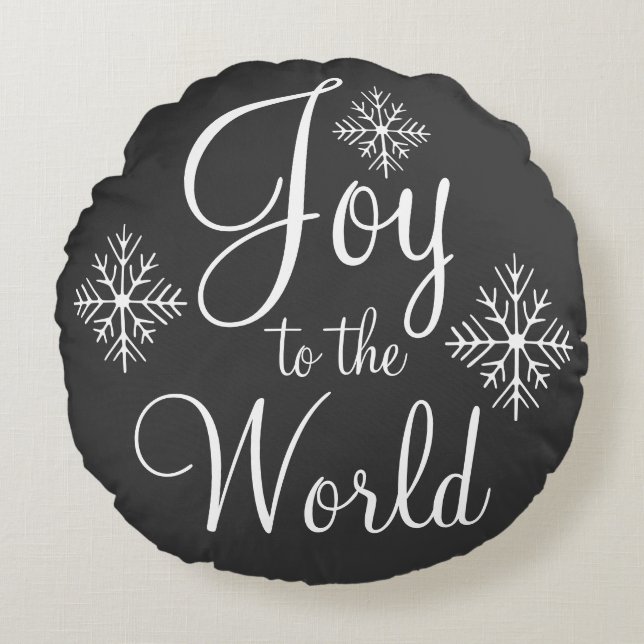 Kerst Krijtbord 'Joy to the World' Kussen (Voorkant)