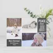 Kerst Krijtbord Vrede Liefde Vreugde Foto Collage Feestdagenkaart (Staand voorkant)