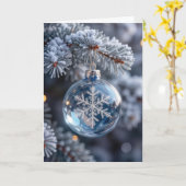 Kerst Kristallen Sneeuwvlok Ornament Kaart (Gele Bloem)