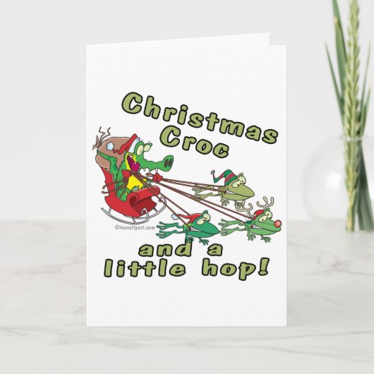 kerst krokodil een beetje hopkikkers feestdagen kaart (Voorkant)