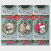 KERST KROON, ROOD LINT FOTOSJABLOON MONOGRAM CADEAUPAPIER (Vlak)