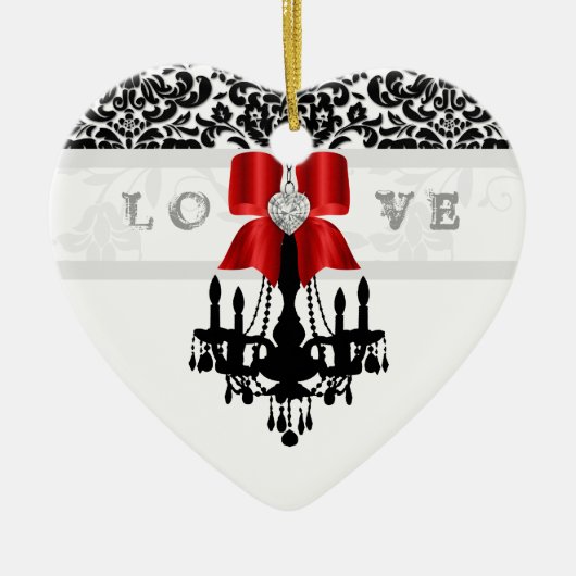 KERST Kroonluchter Hart Boog Ornament rood (Voorkant)