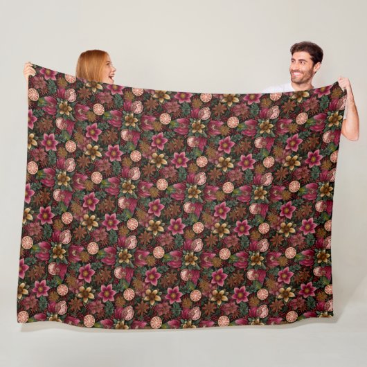 Kerst Kruiden & Bloem Botanisch Patroon Fleece Deken (In situ)