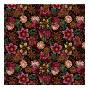 Kerst Kruiden & Bloem Botanisch Patroon Perfect Poster