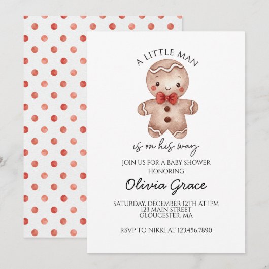 Kerst Kruidkoek Baby Shower Uitnodiging (Voorkant / Achterkant)