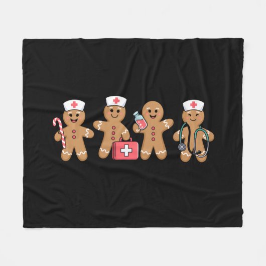 Kerst Kruidkoek Verpleegster Team Geschenken Fleece Deken (Voorkant (Horizontaal))