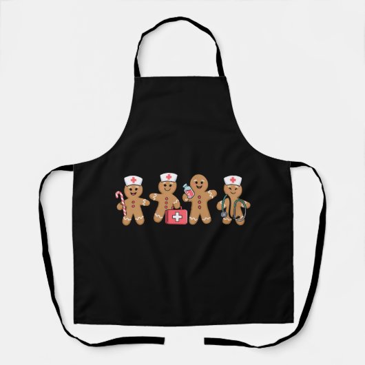 Kerst Kruidkoek Verpleegster Team Geschenken Schort (Voorkant)