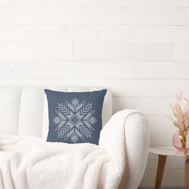 Kerst kruissteek sneeuwvlok ontwerp kussen (Bank)