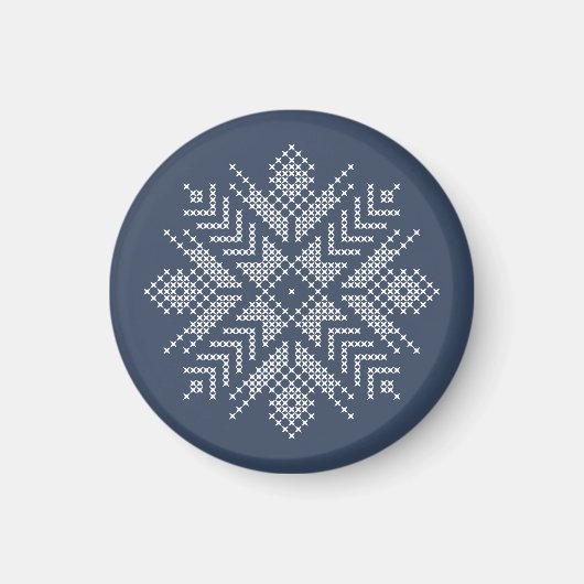 Kerst kruissteek sneeuwvlok ontwerp magneet (Voorkant)