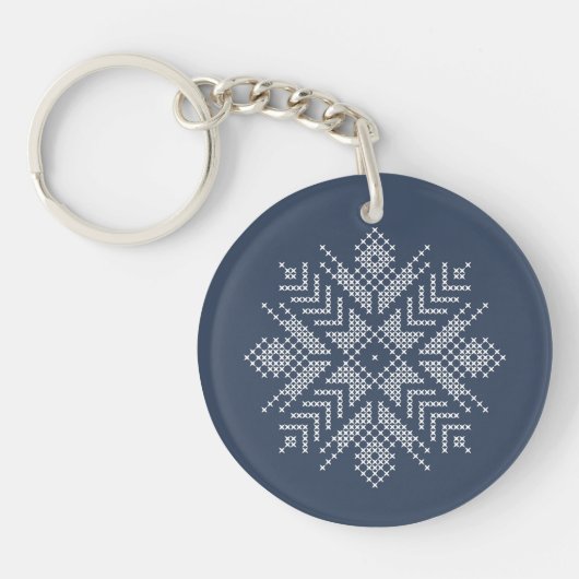 Kerst kruissteek sneeuwvlok ontwerp sleutelhanger (Voorkant)