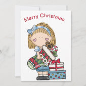 Kerst Krullenpop met Kous  Feestdagenkaart (Voorkant)