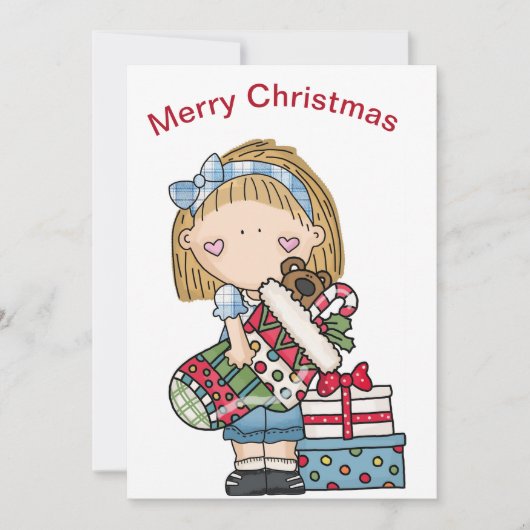 Kerst Krullenpop met Kous  Feestdagenkaart (Voorkant)