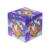 Kerst kubus kabouters vliegen geschenken (Achter hoekig)