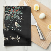 Kerst Kunst en Ambacht Vogel Boom Theedoek (Quarter Fold)