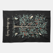 Kerst Kunst en Ambacht Vogel Boom Theedoek (Horizontaal)