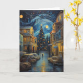 Kerst  Kunst Geïnspireerd door Van Gogh Kaart (Gele Bloem)