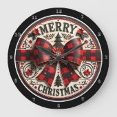 Kerst kunst rood en zwart Bowtie Grote Klok (Voorkant)