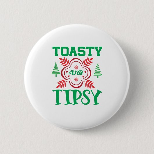Kerst Kunst Toasty En Tipsy Ronde Button 5,7 Cm (Voorkant)