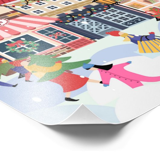 Kerst Kunst Winter Stad Foto Afdruk (Hoek)