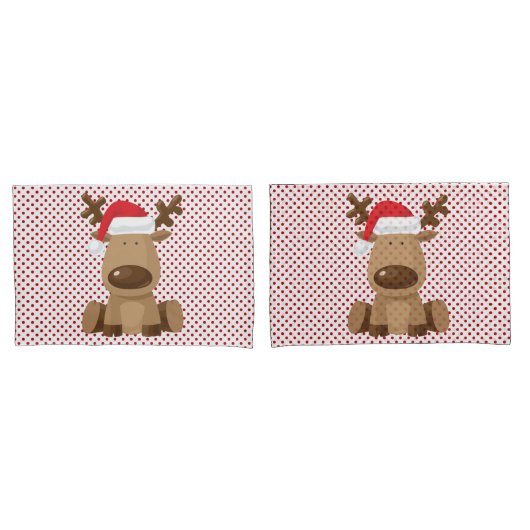 Kerst Kussen Hoesjes Rendier Polka Dot Polkadot Kussensloop (Voorkant-Set)