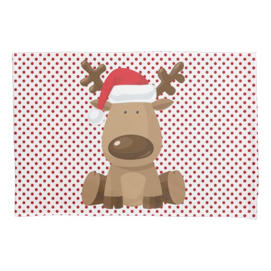 Kerst Kussen Hoesjes Rendier Polka Dot Polkadot Kussensloop (Voorkant-Links)