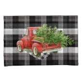 Kerst Kussen Hoesjes Rode XMAS Truck Plaid Wit Kussensloop (Voorkant-Rechts)